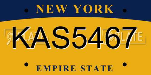 KAS5467 New York License Plate