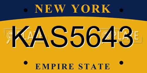 KAS5643 New York License Plate