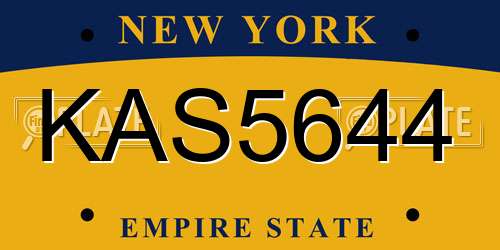 KAS5644 New York License Plate
