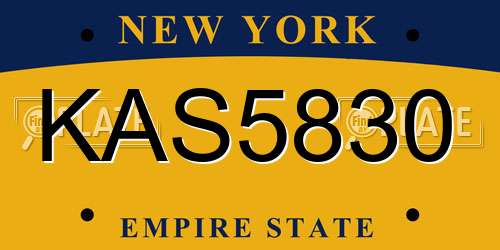 KAS5830 New York License Plate