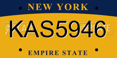 KAS5946 New York License Plate