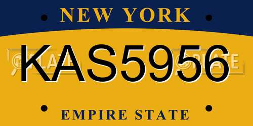 KAS5956 New York License Plate