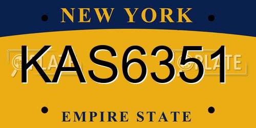 KAS6351 New York License Plate