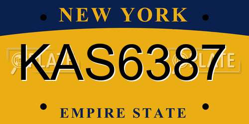 KAS6387 New York License Plate