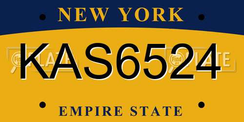 KAS6524 New York License Plate