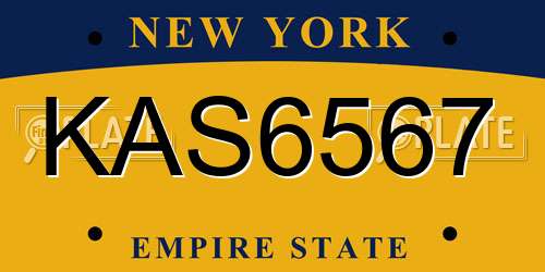 KAS6567 New York License Plate