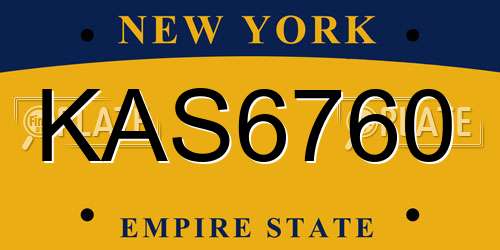 KAS6760 New York License Plate