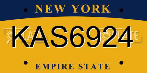 KAS6924 New York License Plate