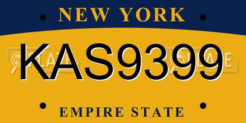 KAS9399 New York License Plate