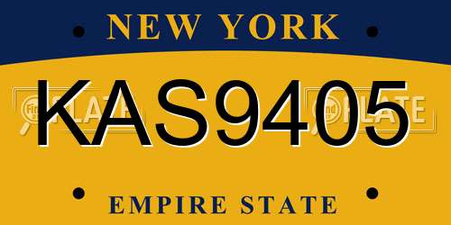 KAS9405 New York License Plate
