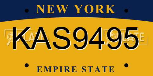 KAS9495 New York License Plate