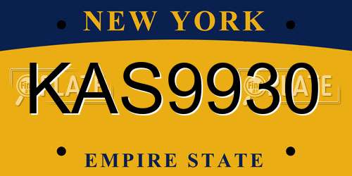 KAS9930 New York License Plate
