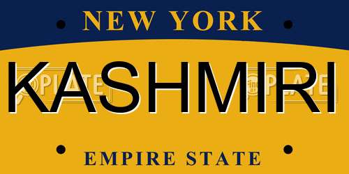 KASHMIRI New York License Plate