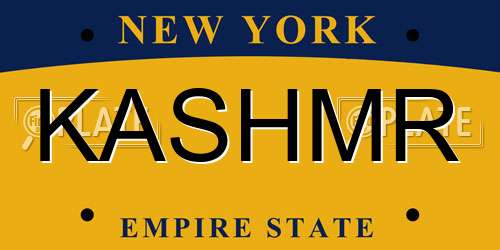 KASHMR New York License Plate