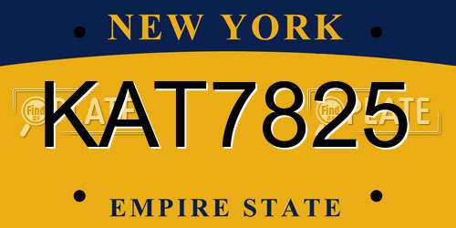 KAT7825 New York License Plate