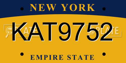 KAT9752 New York License Plate