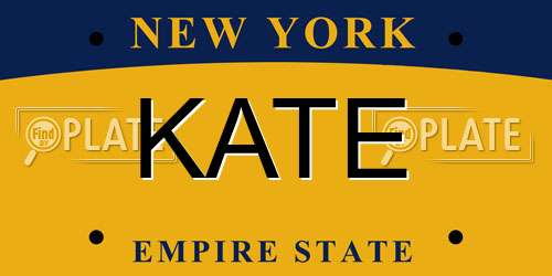 KATE New York License Plate