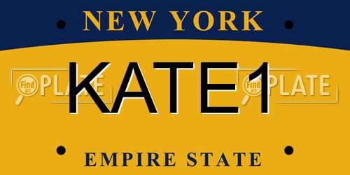 KATE1 New York License Plate