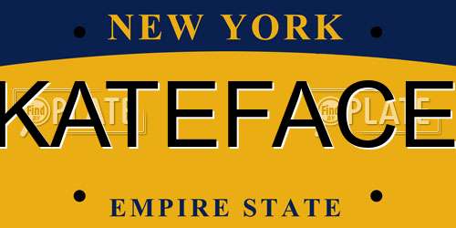 KATEFACE New York License Plate