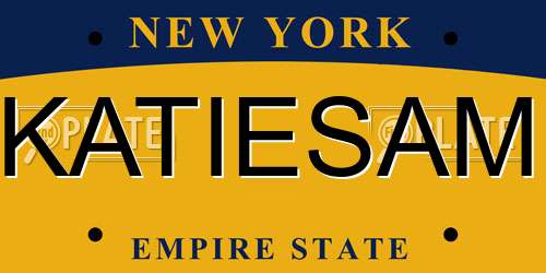 KATIESAM New York License Plate