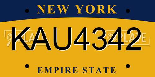 KAU4342 New York License Plate