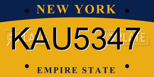 KAU5347 New York License Plate