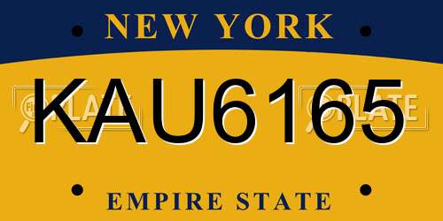 KAU6165 New York License Plate