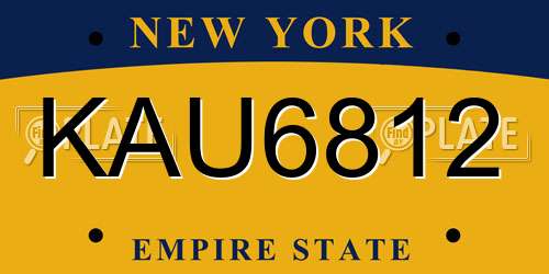 KAU6812 New York License Plate