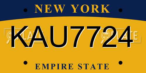 KAU7724 New York License Plate