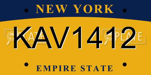 KAV1412 New York License Plate