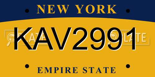 KAV2991 New York License Plate