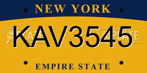 KAV3545 New York License Plate