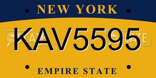 KAV5595 New York License Plate