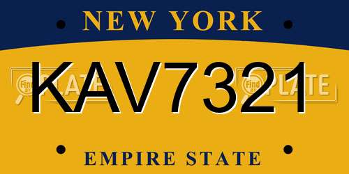 KAV7321 New York License Plate