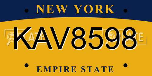 KAV8598 New York License Plate