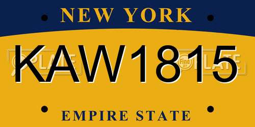 KAW1815 New York License Plate