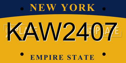KAW2407 New York License Plate