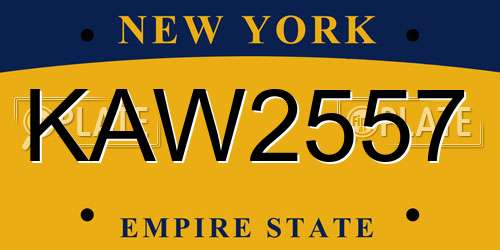 KAW2557 New York License Plate