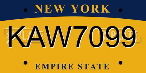 KAW7099 New York License Plate