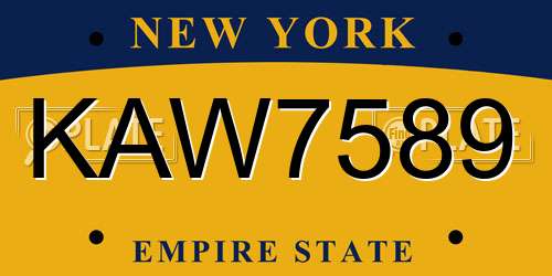 KAW7589 New York License Plate