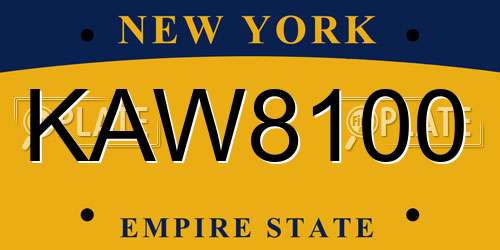 KAW8100 New York License Plate