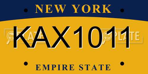 KAX1011 New York License Plate