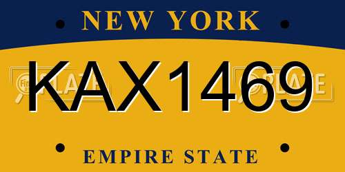 KAX1469 New York License Plate