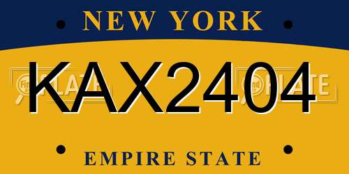 KAX2404 New York License Plate