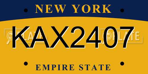 KAX2407 New York License Plate