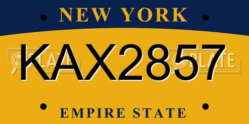 KAX2857 New York License Plate