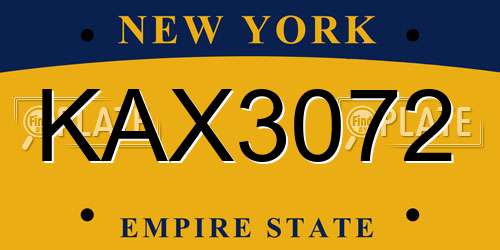 KAX3072 New York License Plate