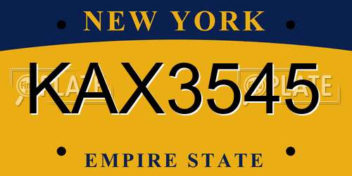 KAX3545 New York License Plate