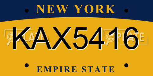 KAX5416 New York License Plate