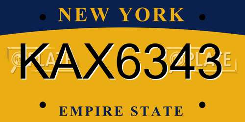 KAX6343 New York License Plate